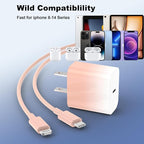 GREPHONE iPhone Charger Fast Charging,20W PD USB C Wall Charger 4 Pack with 6FT Fast Charging Cable - Fast Charger for iPhone 14/14 Pro Max/13/13 Pro/12/12 Pro/11/11 Pro/XS, iPad(Pink)