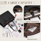 Laptop Bag for Women with Insulated Lunch Compartment 15.6 Inch Pu Leather Work Tote Computer Briefcase Bag for Office