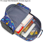 FlowFly Kids Backpack for Toddler Boys Girls, Simple Lightweight Bookbag for Daycare Kindergarten Elementary School Travel, Small Modern Bag (Large, Astronaut)