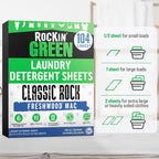 Rockin' Green Travel Laundry Detergent Sheets - Mess-Free Laundry Sheets Detergent Powerful Cleaning with Sodium Bicarbonate - Easily Dissolvable Laundry Soap Sheet (104 Loads, Freshwood Mac)