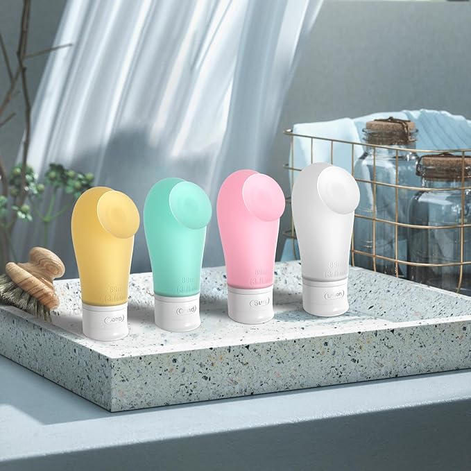 Travel Bottles - 14 Pack Leak Proof, TSA Approved 3oz Travel Size Containers with Suction Cup, Refillable Toiletry Accessories for Shampoo, Conditioner