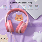 Candy Bila Kids Wired Headphones for Kids with Microphone, 85/94dB Volume Limiter Headphones for Girls Boys, Light Pink