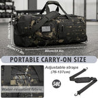 Gym Bag for Men and Women, 50L Extra Large Duffle Bag, 3-in-1 Travel Sports Duffel Bags with Shoe & Laptop Compartment for Overnight Weekender Gym Traveling Workout Deployment, Black CM