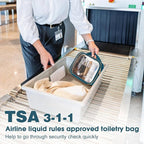 Wedama TSA Approved Toiletry Bag, 2 Pack Clear Makeup Bags with Handles, Quart Size Clear Toiletry Bags, PVC Cosmetic Bag for Women and Men, Carry on Airport Airline Compliant Bag, Til Blue