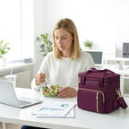 MIYCOO Lunch Bag & Lunch Box for Women Men, Double Deck Leakproof Insulated Soft Large Adult Camping Cooler bag for Work, Beach, Picnic, Travel (Purple, 15L)