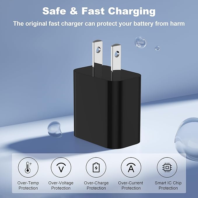 iPhone Charger Fast Charging,20W PD USB C Wall Charger 4 Pack with 6FT Fast Charging Cable - Fast Charger for iPhone 14/14 Pro Max/13/13 Pro/12/12 Pro/11/11 Pro/XS, iPad（Black）