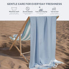 Cotton Turkish Beach Towel with Towels Oversized 36"x72" Pool Absorbent Extra Large Quick Dry Sand Travel Towel (Sky Blue, 4 Pack)
