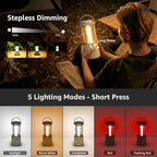 Lepro 2000LM LED Camping Lantern Rechargeable, Waterproof Tent Light with 5 Light Modes, Camping Essentials, Portable Lantern Flashlight for Camping, Emergency Light, Power Outage, USB Cable Included