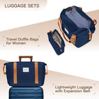 6 Piece Luggage Sets with Bags, Lightweight Expandable Checked Luggage Sets, Hardshell ABS Spinner Wheels Carry on Suitcase with TSA Lock, for Travel, Women Men (Nayy Blue, 18/20/24/28inch+2bags)