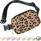 Vankor Cute Leopard Fanny Packs for Women Cross Body Corduroy, Leopard Belt Bag for Women Crossbody Stylish Waist Pack Purse for Travel, Hiking, Workout, Running