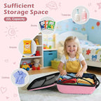 Scooter Luggage for Kids Scooter Suitcase for Ages 4-12, 4 in 1 Kids Luggage Boarding Suitcase Detachable & Foldable Scooter Travel Trolley Ride On Luggage-Pink