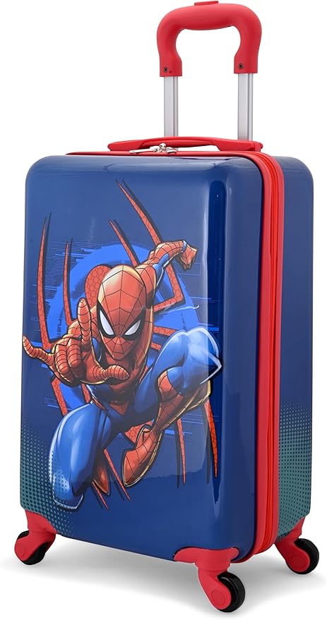 Fast Forward Marvel Spiderman 20" Hardshell Luggage - Cute & Durable Hard-side Suitcase for Travel with Spinner Wheels 20"x12"x8"