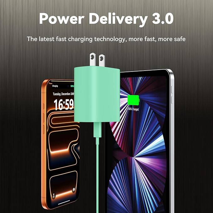 Phone 17 16 15 Charger Fast Charging, 10 FT Long USB C Charger Cord with 20W Type C Fast Phone Charging Block forPhone 17/17 Pro/17 Pro max/Air/Phone 16 15 Pro Max Plus, iPad, Android,Green