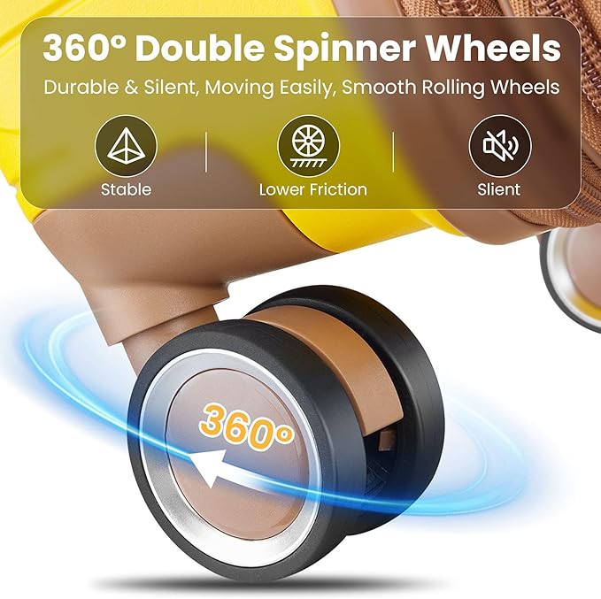 Hard Shell Luggage Sets 4 Piece with 360 Spinner Wheels,Lightweight Suitcase Set with TSA Lock,Travel Luggage Set with Telescoping Handle,Light and Strong,Easy to Clean (Yellow)