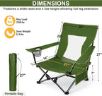 Joyfair Beach Camping Chair (2 Pack), Outdoor Folding Lawn Chair for Adults, Heavy Duty Portable Chair with Armrest for Outside Fishing, Sport, Patio, Cup Holder & Storage Pocket, Carry Bag (Green)