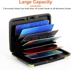 Mayski Credit Card Holder, RFID Blocking, Aluminum Alloy Hard Case, Small Mini Business Metal Wallet for Women Men, Sunflower