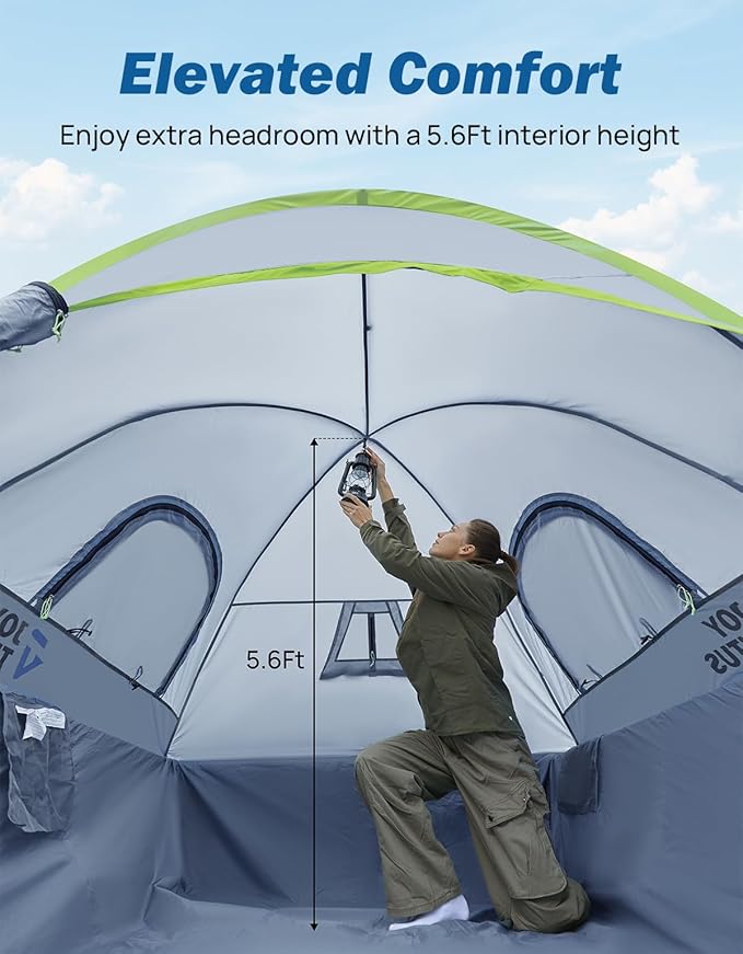 JOYTUTUS Pickup Truck Tent 2.0, Waterproof PU2000mm Double Layer for 2 Person, Portable Truck Bed Tent with Rainfly, 5.5'-5.8' Camping Preferred - Green