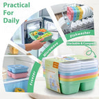 Bento Snack Box Containers for Adults Kids, 4 Pack Lunchable Meal Prep Containers Reusable, Stackable Bento Lunch Box, Food Storage Prep Containers with Lids and 4 Sauce Cups, Pastel Color, Clear Lid