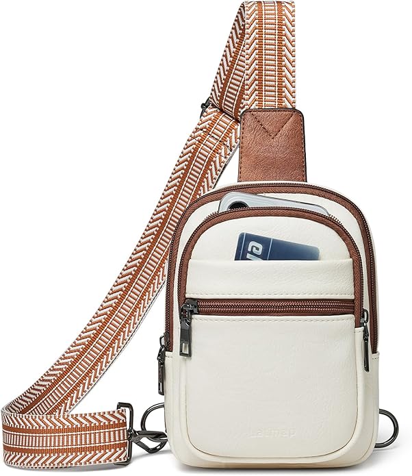 LATMAP Sling Bag For Women Faux Leather Small Casual Daypack Backpack Fanny Pack Crossbody Chest Bags Purse