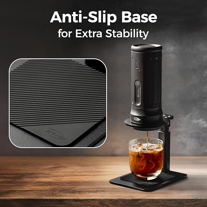 IKAPE Adjustable Portable Coffee Maker Stand, Aluminum Alloy Universal Coffee Machine Holder with Anti-Slip Base, Height Adjustable 13–19.5cm, for Home, Office & Camping