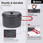 Alocs Camping Cookware Set Camping Gear, Compact Camping Pots and Pans Set, Durable Hard Alumina Camping Cooking Set for Outdoor Backpacking Camping Hiking Picnic, Included Mesh Carry Bag