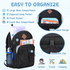 VASCHY Kids Backpack Lunch Bag Set, 2-1 School Bookbag Insulated Lunch Box for Toddlers,Preschool,Daycare,Kindergarten,Elementary School Black