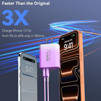 USB C Wall Fast Charger Block, 40W 4-Port Type C Chargers Fast Charging Blocks PD Power Charger Adapter+QC 3.0 USB Multiport Charger Brick for Phone 17/16/15/14/13/12 Pro Max, i-Pad, Galaxy S25-2Pack