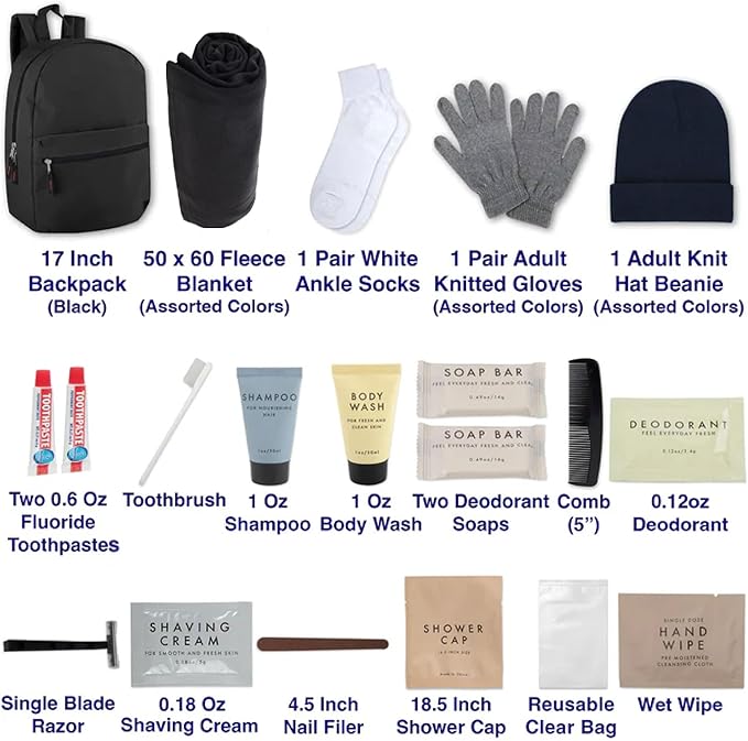 12 Pack Homeless Care Package Supplies Bulk Winter Care Kit, Homeless Winter Hygiene Kit Supplies in Bulk, 20 Pieces