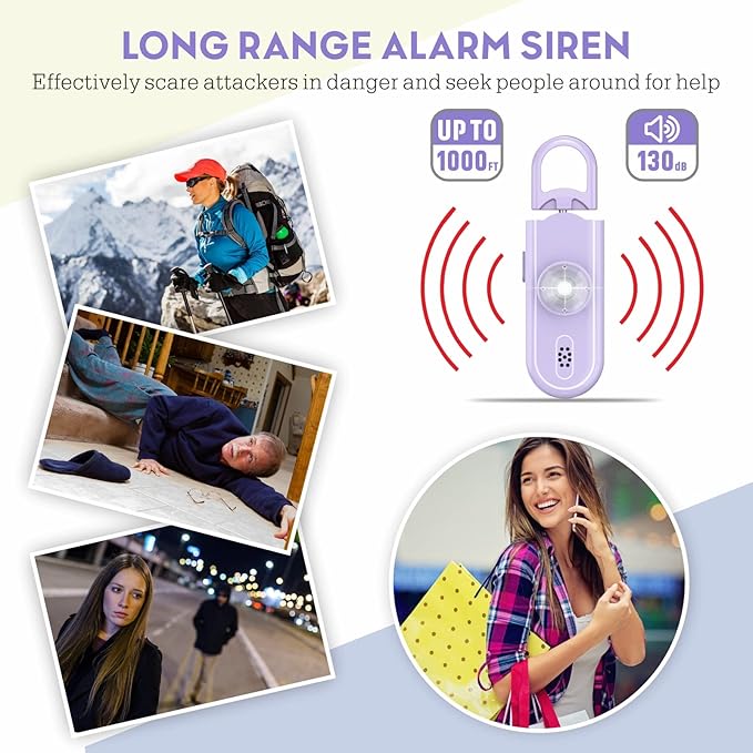 Safe Sound Personal Safety Alarm for Women, 130 dB Loud Siren with SOS Strobe Light, Flashlight, Safety Alarm Key Chain Helps Girls, Men, Children, Elders Emergency Call