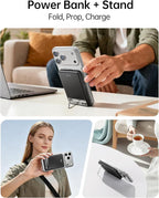 iWALK Magnetic Wireless Power Bank 10000mAh, Slim Portable Charger with 20W PD Cable Fast Charging, Metal Kickstand, LED Display, MagSafe Compatible Battery Pack for iPhone 17/16/15/14/13/12 Series