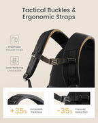 LOVEVOOK Laptop Backpack Women/Men with 40oz Cup Holder Buckle Strap, 17.3 Inch Tech-Ready Work Backpack, TSA-compliant for Travel & College with Versatile Mesh Pocket, Black