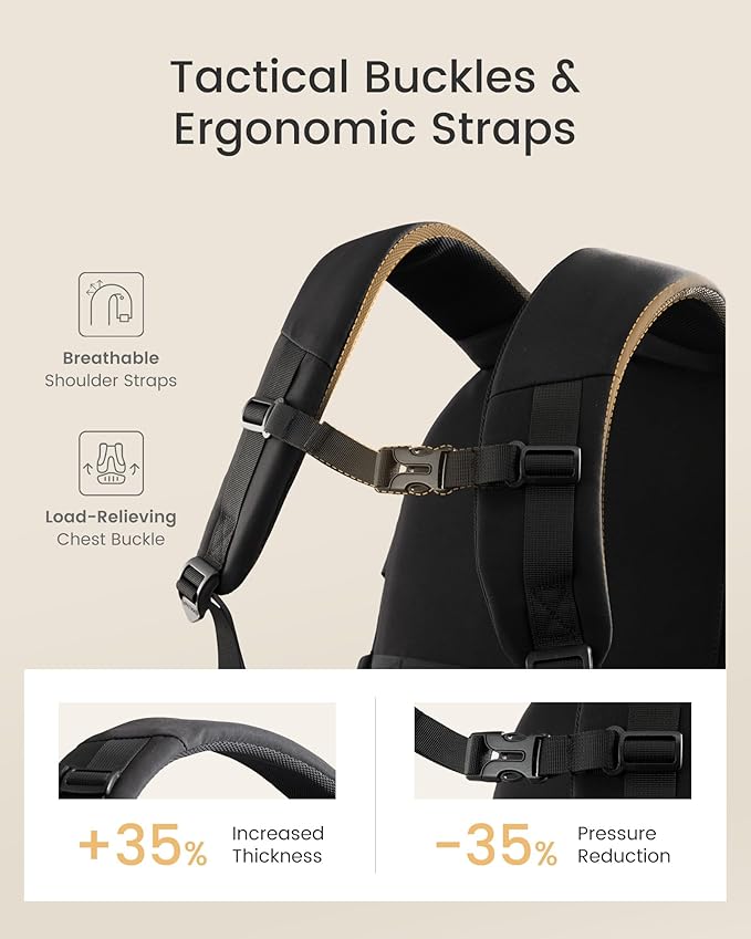LOVEVOOK Laptop Backpack Women/Men with 40oz Cup Holder Buckle Strap, 17.3 Inch Tech-Ready Work Backpack, TSA-compliant for Travel & College with Versatile Mesh Pocket, Black