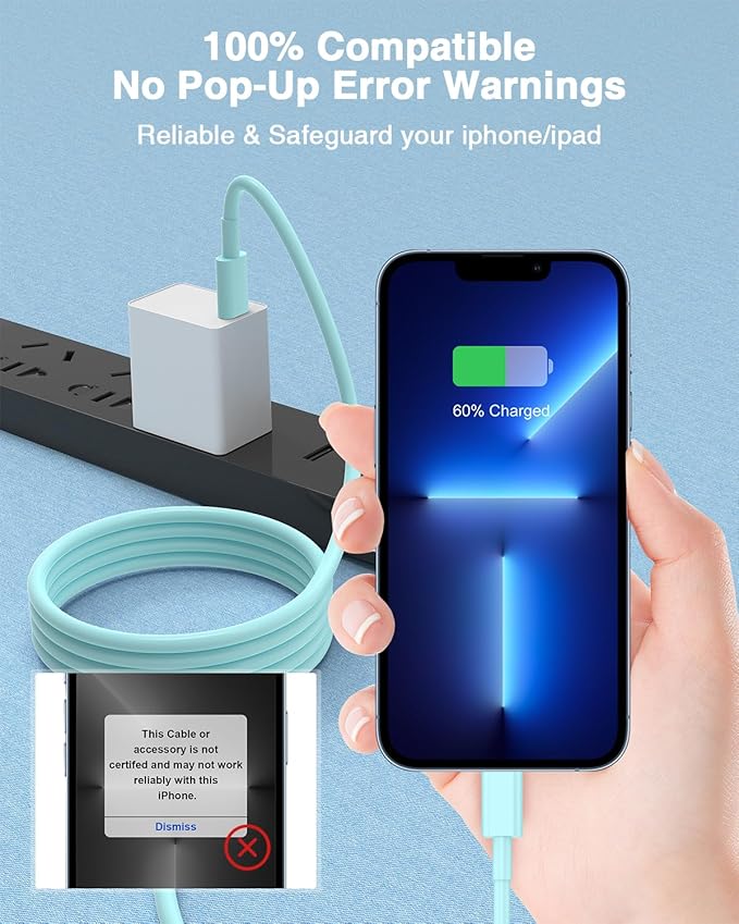 Susnwere USB C to Lightning Cable (2pack 6ft), Apple MFi Certified iPhone Fast Charger 2m, Power Delivery Original Type C Charging Cord for Apple iPhone 13/12/11 Pro/11/XS MAX/XR/8/7/6s Plus,iPad