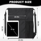 HOLYLUCK Men & Women Outdoor Sport Gym Sack Waterproof Drawstring Backpack Bag (Standard with width webbing, Black-1)