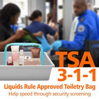 PACKISM Clear Makeup Bag - Waterproof TSA Approved Toiletry Bag Quart Size Bag, Clear Makeup Bags with Zipper, Carry on Airport Airline Compliant Pouch, 3 Pack, Blue