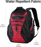 KROSER Travel Laptop Backpack 17.3 Inch XL Computer Backpack with Hard Shell Saferoom RFID Pockets Water-Repellent Business College Daypack Stylish Bag for Men/Women-Black Red