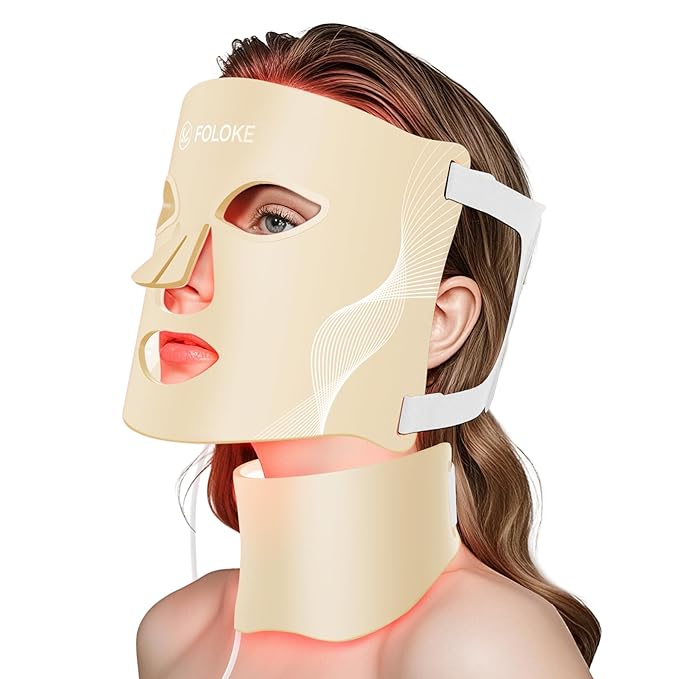Red Light Therapy for Face, LED Light Therapy Mask Skin Care Mask & Neck, LED Red & NIR Light Therapy Wavelength for Home Use, Working Travel Yoga Sleep