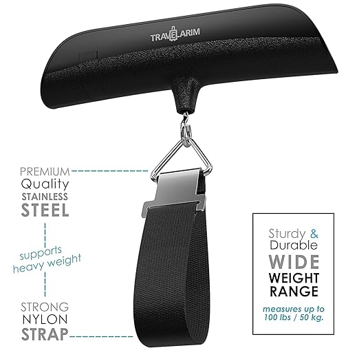 TravelArim Portable Luggage Scale Travel Digital, 110lb/50kg Suitcase Luggage Weight Scale with Hook, Backlight LCD Display with Battery Included