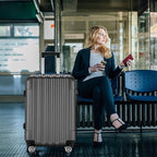 4 Piece Luggage Sets — ABS Hardside Suitcase Set with Spinner Wheels, TSA Lock, Expandable for Travel Business Trips Family Vacations, 16/20/24/28 Inch, Gray