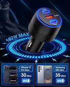 [3 in 1] USB C Car Charger 102W Super Fast Charging Adapter,3-Port PD PPS Car Charger with Ventilation Design, Dual 36W USB-C & 30W USB-A Ports for iPhone 17/16/15/14, Samsung Galaxy, iPad,Laptop