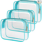 PACKISM Clear Makeup Bag - 3 Pack TSA Approved Toiletry Bags Clear Toiletry Bags for Traveling, Airport Carry on Compliant Bag, Green