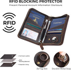 Polare Full Grain Leather Passport Holder Cover Case for Men and Women RFID Blocking Family Travel Wallet Holds 6 Passports