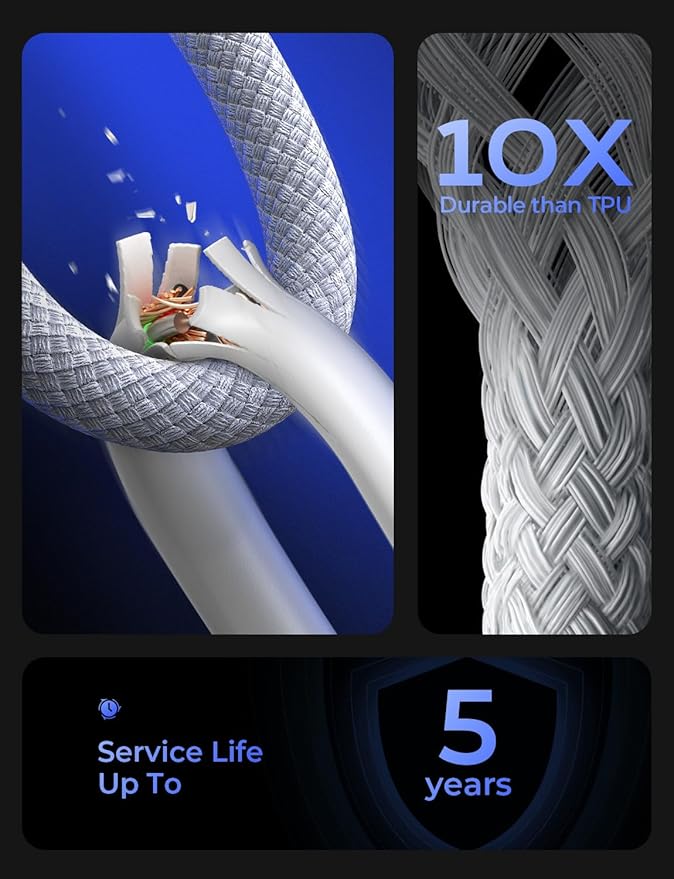 LISEN USB C Cable, 5-Pack [3.3/3.3/6.6/6.6/10FT] USBC to USBC Cable for iPhone 16e 15 Pro Max Charger Cord, 60W (3.1A) C to C Cable Fast Charging for Samsung S25/S24/23, Switch 2, iPad, MacBook,White