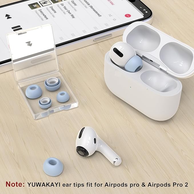 3 Pairs Replacement Ear Tips for AirPods Pro and 2nd Generation with Noise Reduction Hole, Silicone Ear Tips for AirPods Pro with Portable Storage Box and Fits in Charging Case (S/M/L, Light Blue)