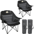 Colegence Oversized Camping Chairs Set of 2, Padded Camping Chair Heavy Duty Lawn Chairs for Adults, XL Foldable Camp Chair for Outdoor Sports, Baseball, Wide Seat Support 450LBS - Black and Grey