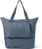 Baggallini Carryall Expandable Lightweight Travel Tote 22" Packable Folding Compact Nylon Washable Weekender w/Luggage Sleeve