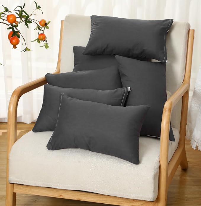 Kigley 12 Pack Mini Pillows for Daycare 9.1 x 13.8'' Small Travel Pillow Bulk Soft Breathable Cotton Pillow for Nap Travel Pet Neck Lumbar Purse Insert(Dark Gray)