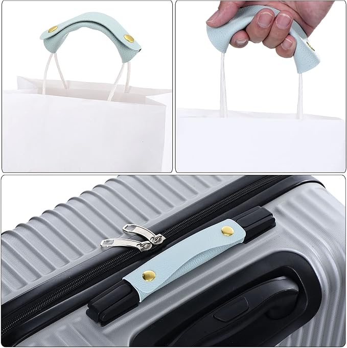 PATIKIL Luggage Handle Wrap, 2 Pack Irregular Pattern PU Handbag Grip Cover Protector Identifier with Clasp for Suitcase Grocery Shopping Bag, Brown