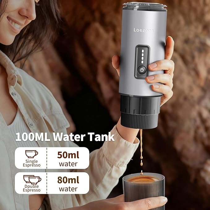 Portable Espresso Maker, 20Bar Rechargeable Wireless Stainless Steel, 3-in-1 for Nespresso & Ground Coffee, Self-Heating Travel Coffee Machine for Camping Office (Silvery