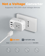 Italy Travel Plug Adapter 2 Pack, TESSAN Italy Power Adaptor with 4 Outlets 3 USB Charger(1 USB C PD 20W), Type L Adapter for US to Chile Libya Syria Tunisia Uruguay